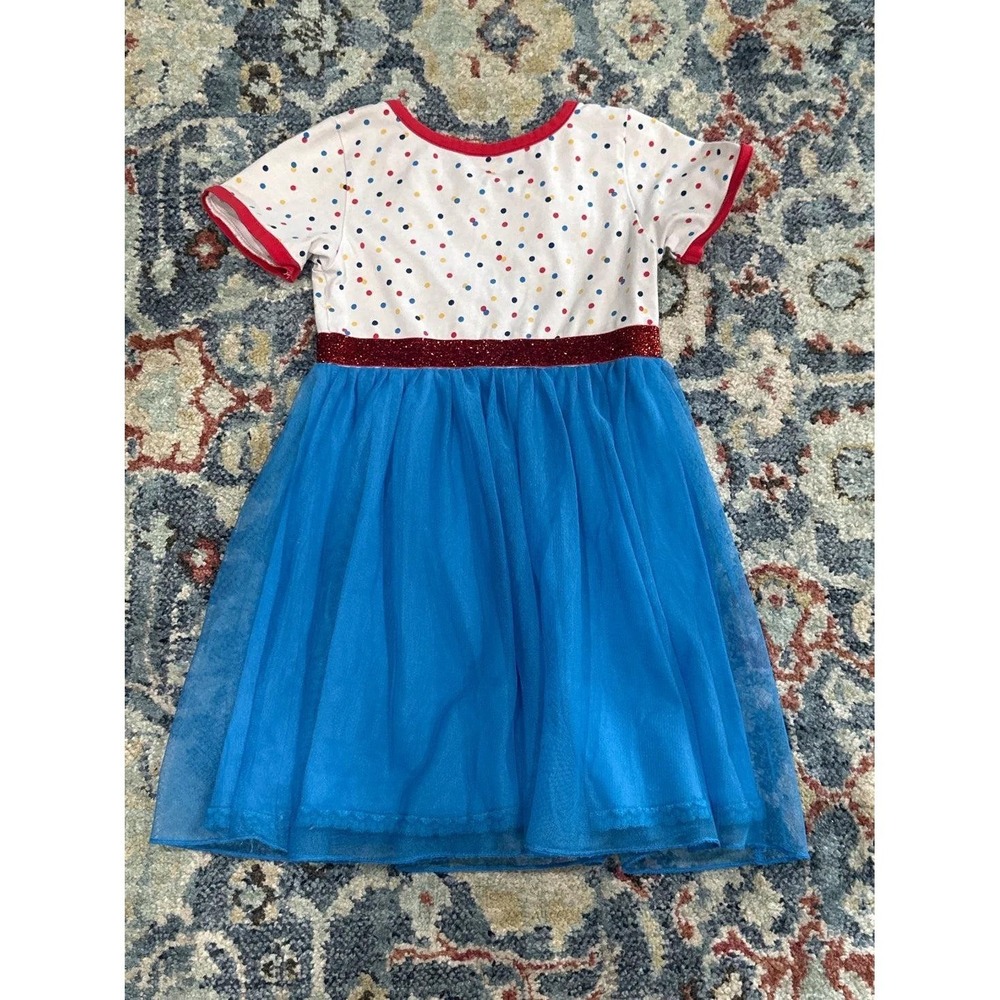 Wildflowers Tutu Dress Girls Size 6 Blue Red Polka Dot Tulle - Picture 3 of 3